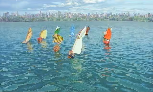 Stuart Little Jumps down the sail